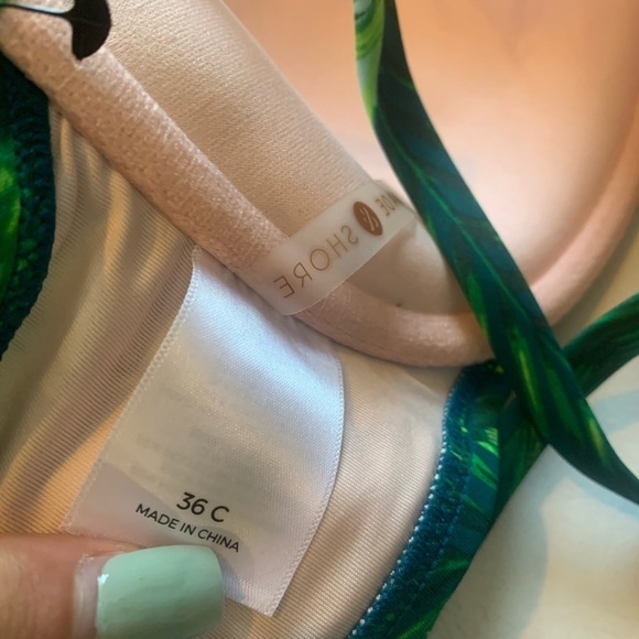 Shade & Shore palm leaf green bikini top 34C - Picture 5 of 6